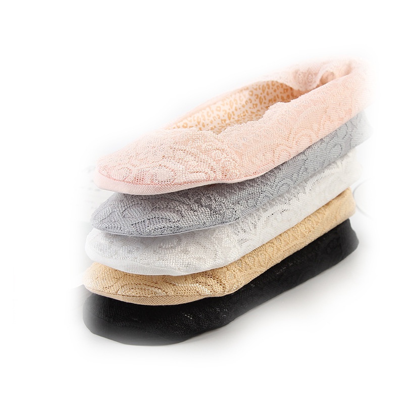 WAFNHA D319 Vớ Cổ Thuyền Chống Trượt Bằng Silicone Phối Ren Mỏng Dành Cho Nữ