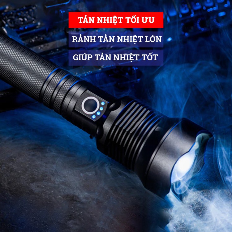 Đèn pin siêu sáng P70 cao cấp có zoom