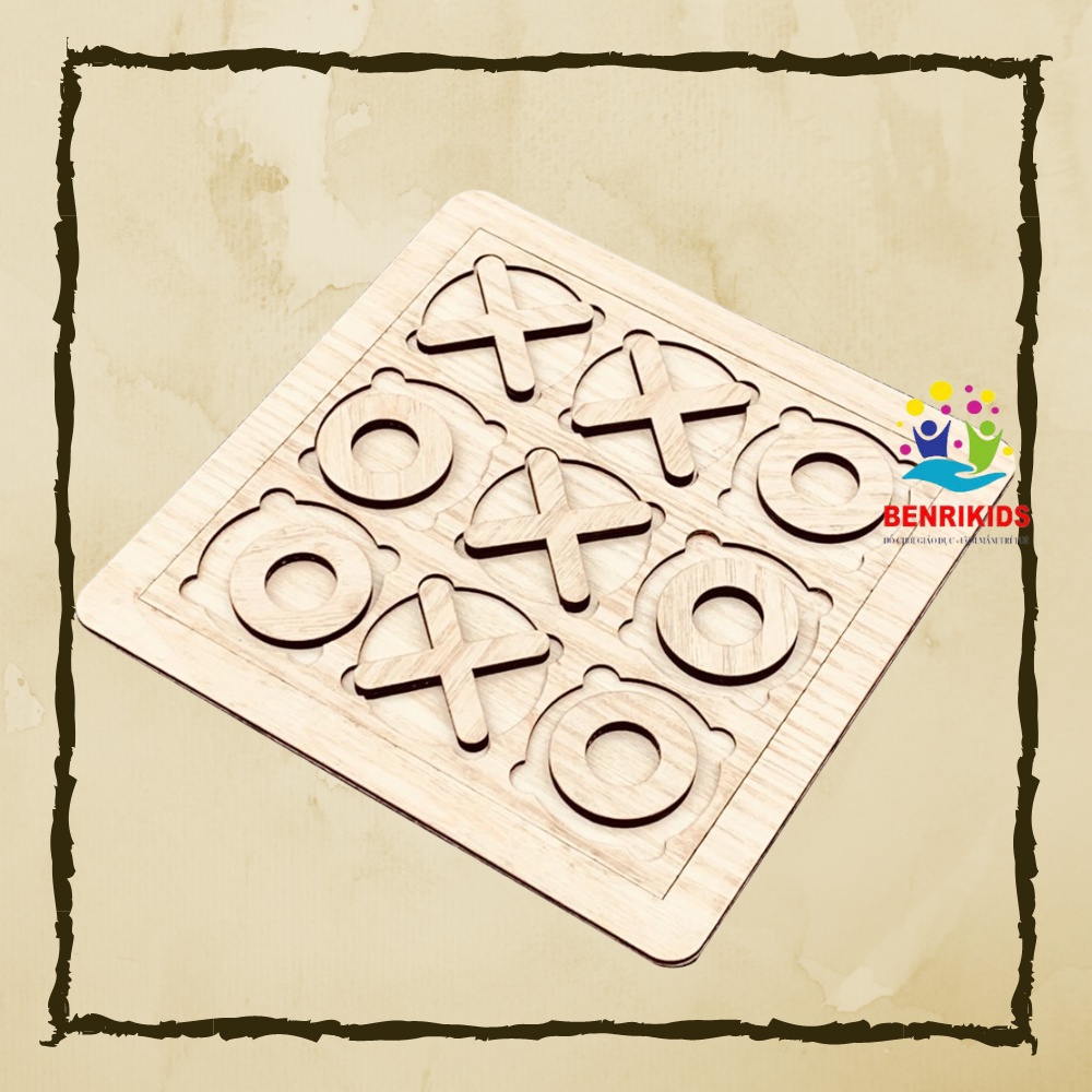 Game Tic Tac Toe Cờ Caro Phiên Bản Nhí Cho Bé 3 4 5 6 Tuổi Đồ Chơi Gỗ Tự Nhiên Thuần Mộc