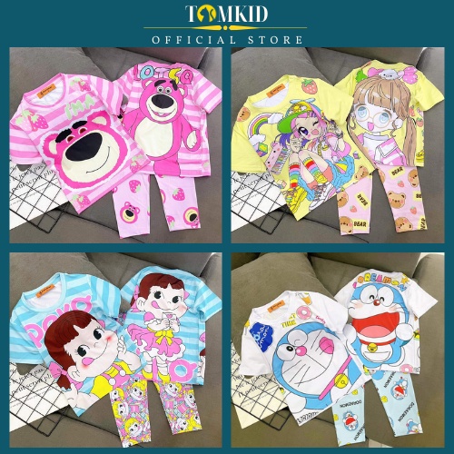Đồ bộ cho bé gái bộ tay ngắn quần dài cho bé chất thun lạnh 3d loại 1