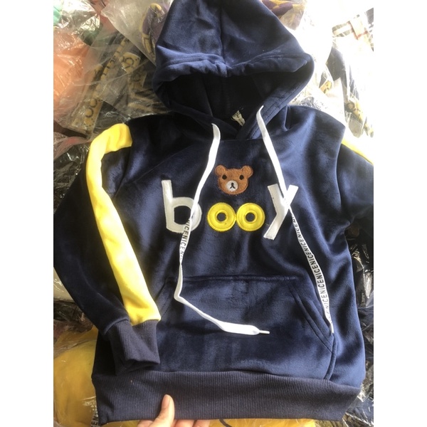 {15-30kg} Áo hoodie nhung lót nỉ bé trai loại dày ấm