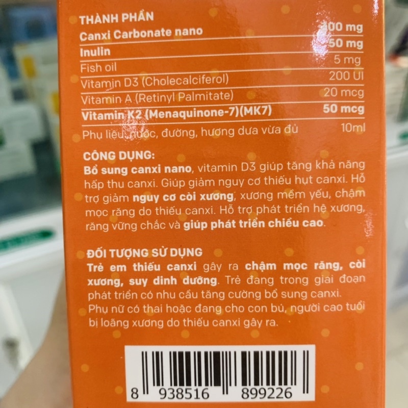 Truekidz Canxi Nano - Bổ Sung Canxi Cho Trẻ Còi Xương Rụng Tóc 20ống *10ml