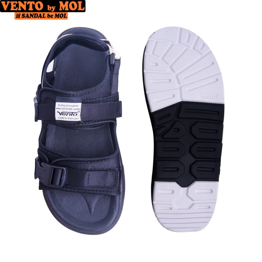 Giày Sandal Vento Unisex Nam Nữ 2 Quai Ngang Khóa Bấm Đi Học Đi Làm Đi Du Lịch Màu Đen Mã NV1002