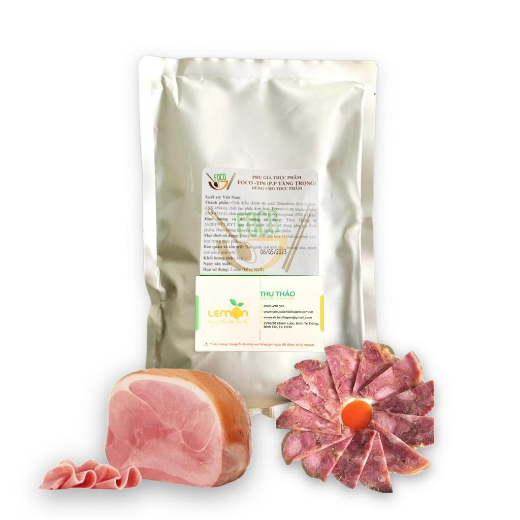 Bột giòn dai kết dính jambon TP6 tạo liên kết cho thịt khối, giò me, thịt xông khói