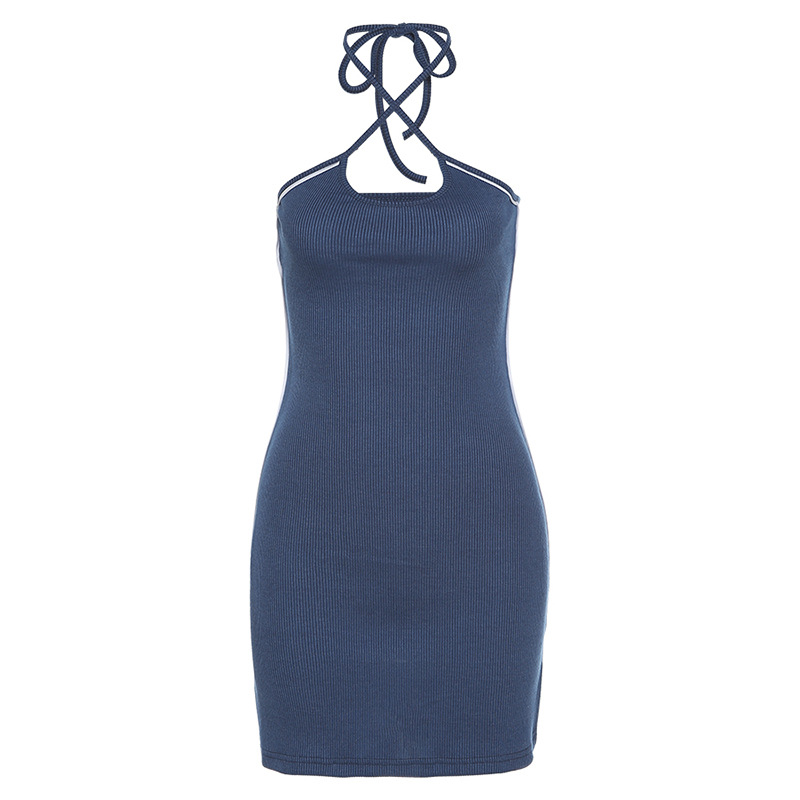 Đầm dây mini ôm dáng không tay kẻ sọc màu trơn quyến rũ cho nữ | BigBuy360 - bigbuy360.vn