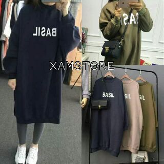 Váy áo hoodie nỉ dáng dài