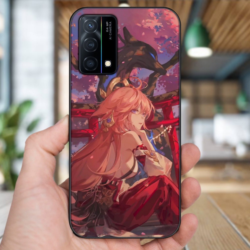 Ốp lưng Oppo K9 viền đen in hình Yae Miko Genshin Impact
