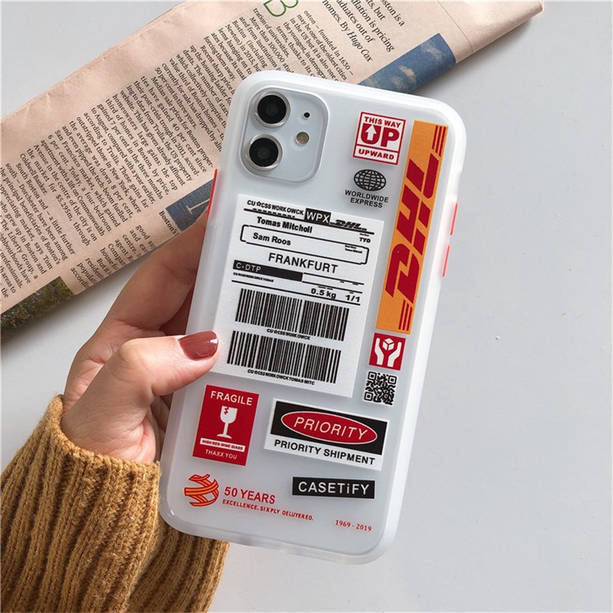 Ốp Điện Thoại Cứng Nhám Họa Tiết Nhãn Dán Vé Máy Bay Dhl Cho Iphone 12 11 Pro Max 12 Mini Se 2020 X Xs Max X Xr 7 8 6 6s Plus 69674