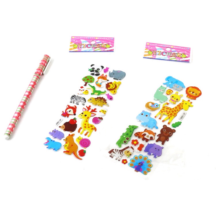 Set 10 Hình dán nổi làm phần thưởng tự học, tự chơi cho bé gái, hình dán hoạt hình dành cho trẻ em