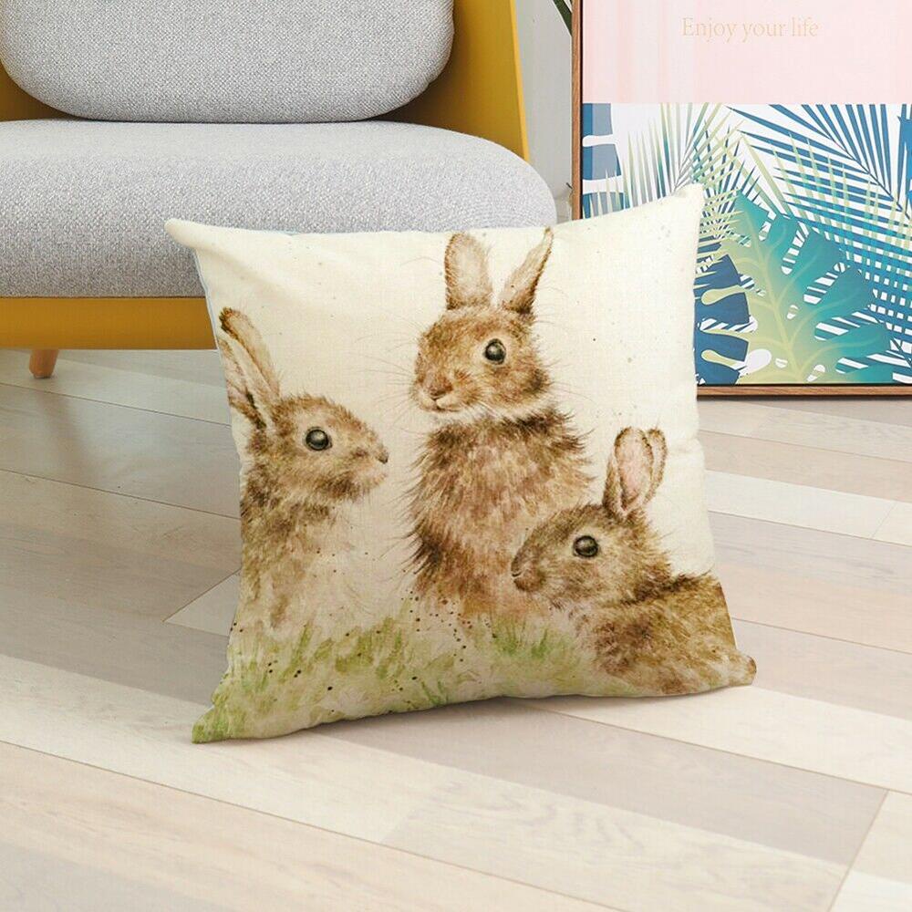 PINEVN Vỏ Gối In Hình Thỏ / Cáo Phục Sinh Có Khóa Kéo