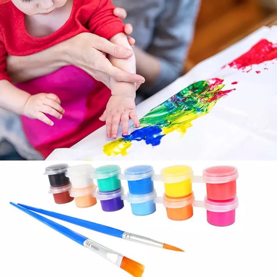 Bộ Màu Acrylic  12 Màu, Kích Thước Nhỏ, Kèm Cọ Và Cọ Vẽ, Sơn, Cọ Vẽ, Vẽ Kính Trong Một Bộ, Sẵn Sàng Để Làm Việc