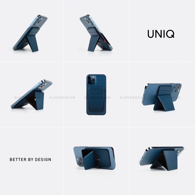 Ví Đựng Thẻ Uniq Lyft Hỗ Trợ Hít Nam Châm Từ Tính Không Dây Kiêm Giá Đỡ Da Tổng Hợp Tặng Miếng Dán Nam Châm Njoyshop