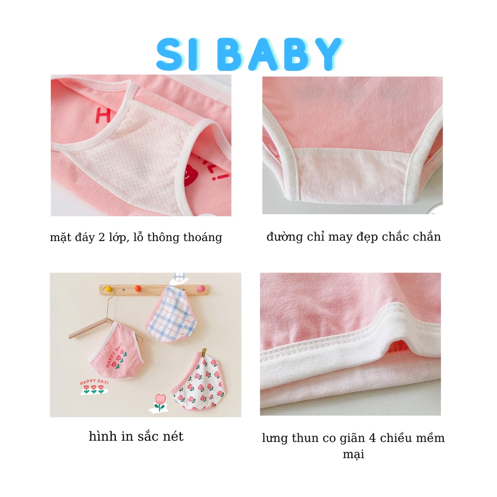 Set 3 quần lót đùi bé gái và 3 quần tam giác Happy GIRL cho bé gái 9-40kg thông hơi thoáng mát an toàn với da bé