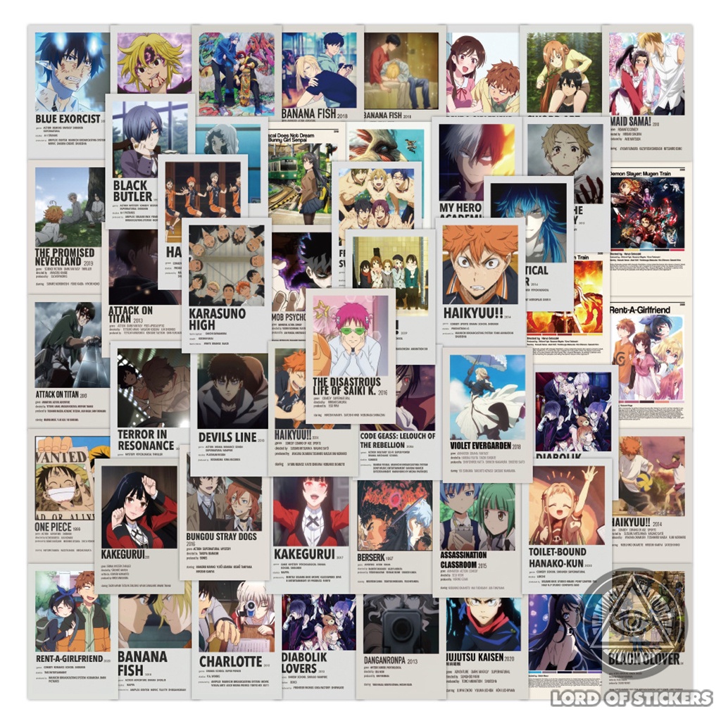 Set 250 Hình Dán Sticker Truyện Tranh Anime Manga Tổng Hợp Phong Cách Retro Poster Trang Trí Mũ Nón Bảo Hiểm, Laptop, Sổ