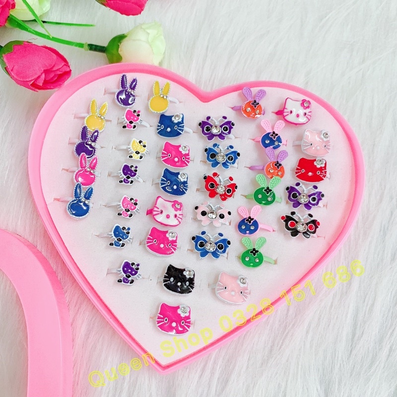 Phụ Kiện 01 chiếc  Nhẫn Đeo tay Bé gái Đủ các Hình Chú thỏ, mèo Kitty , hình con Bướ.m đáng yêu- ngẫu nhiên