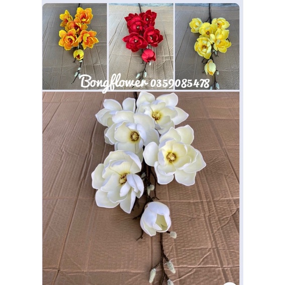 Hoa giả - hoa mộc lan giả cành 6 bông cành dài 110cm hàng cao cấp