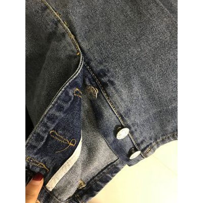 Quần Jeans Ống Rộng Nút Sau Cá Tính Ulzzang - Order Quảng Châu (Loại 1)