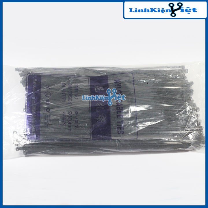 Gói 250PCS Dây Thít Đen 5X300mm