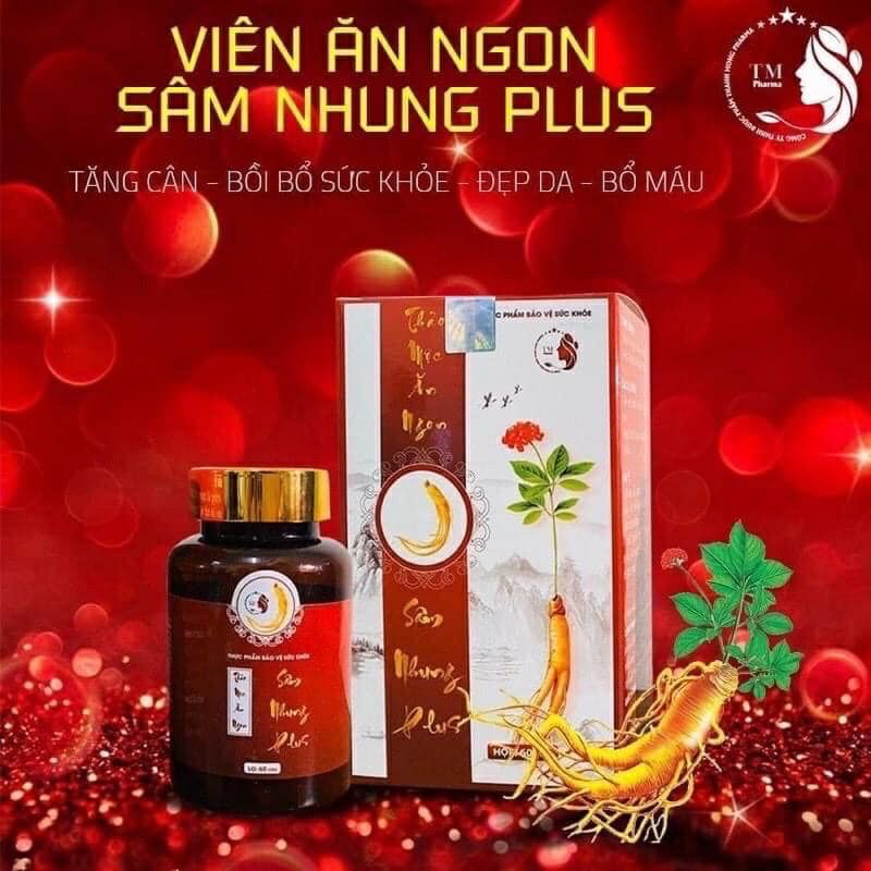 [Cam kết chính hãng] Sâm nhung tăng cân - Sâm nhung plus lọ 60v