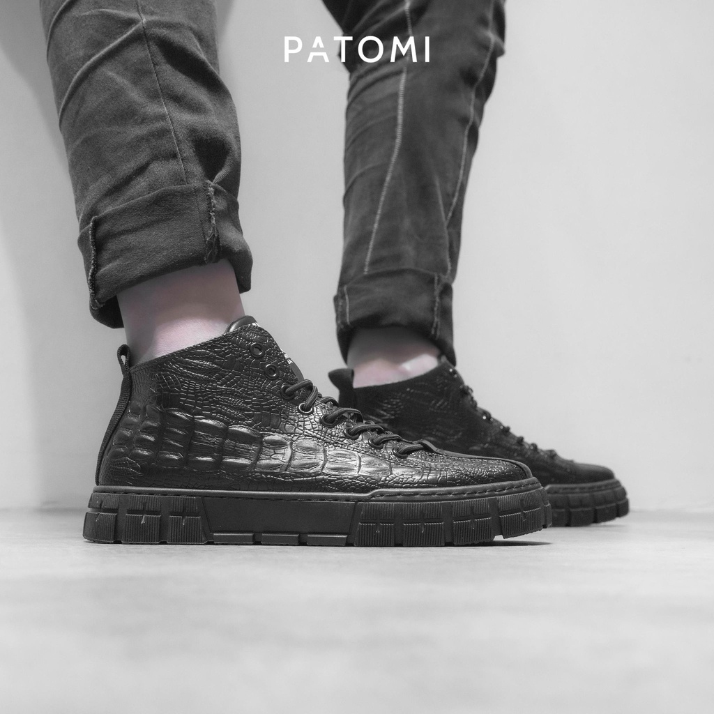 Giày thể thao nam da cá sấu cổ cao chính hãng PATOMI, giày sneaker nam cao cấp phong cách Hàn Quốc-G429 | BigBuy360 - bigbuy360.vn