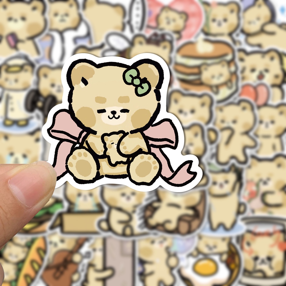 Bộ 40 Miếng Dán Trang Trí Laptop Hình Gấu Hoạt Hình Dễ Thương Chống Thấm Nước Không Lặp Lại