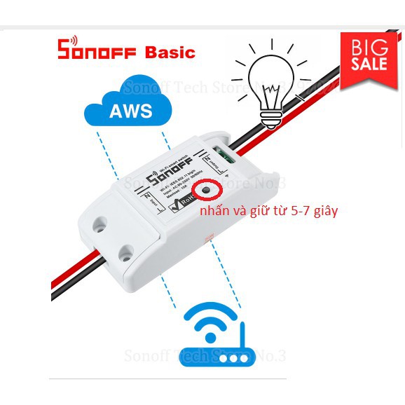 Công tắc điều khiển từ xa qua mạng wifi 3g Sonoff Basic(bản quốc tế) APP EWELINK