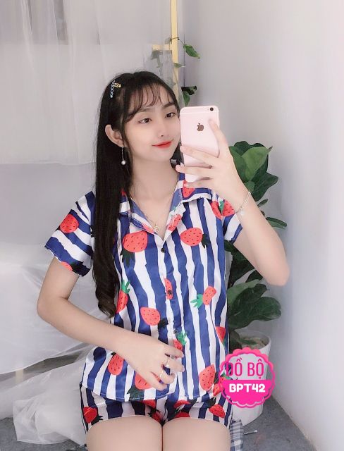 Đồ bộ pijama phi bóng quần đùi tay ngắn size dưới 50kg
