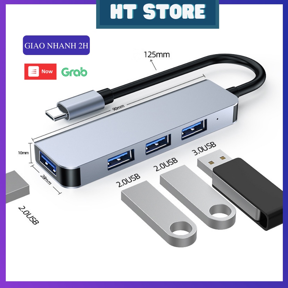Bộ Chuyển Đổi Hub 4 Trong 1 Loại Type - C Sang 3 Cổng USB 2.0 Và 1 Cổng USB 3.0 Cho Máy Tính