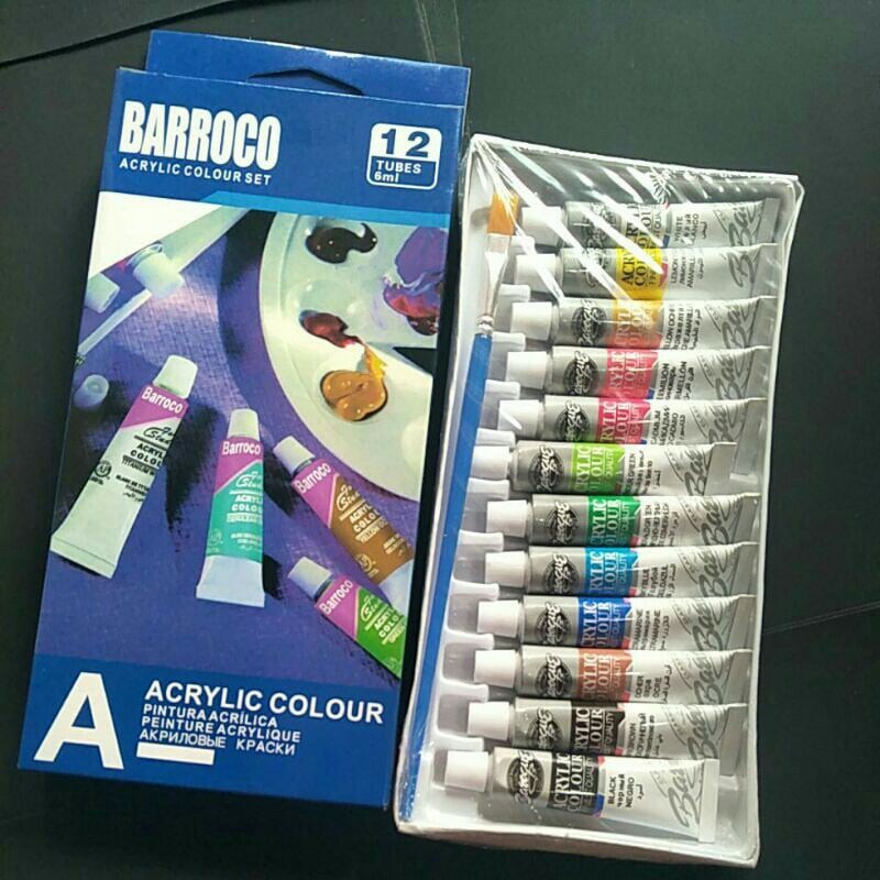 Bộ 12 màu acrylic Barroco, màu vẽ vải, custum giày, màu vẽ móng