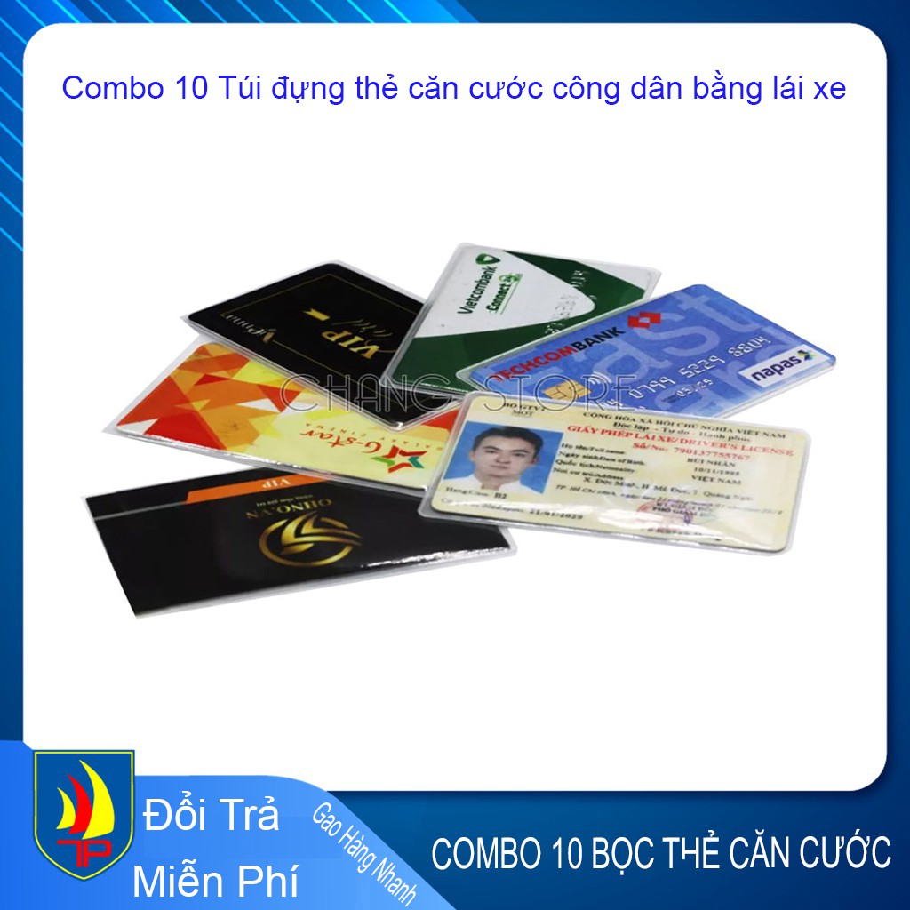 Set 10 Bọc thẻ căn cước công dân, thẻ ngân hàng - túi bọc thẻ bằng nhựa trong suốt