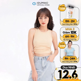 [Mã WABRGU165 giảm 10% đơn 250K] Áo thun nữ sát nách rút sườn GUMAC màu be cá tính ATB637