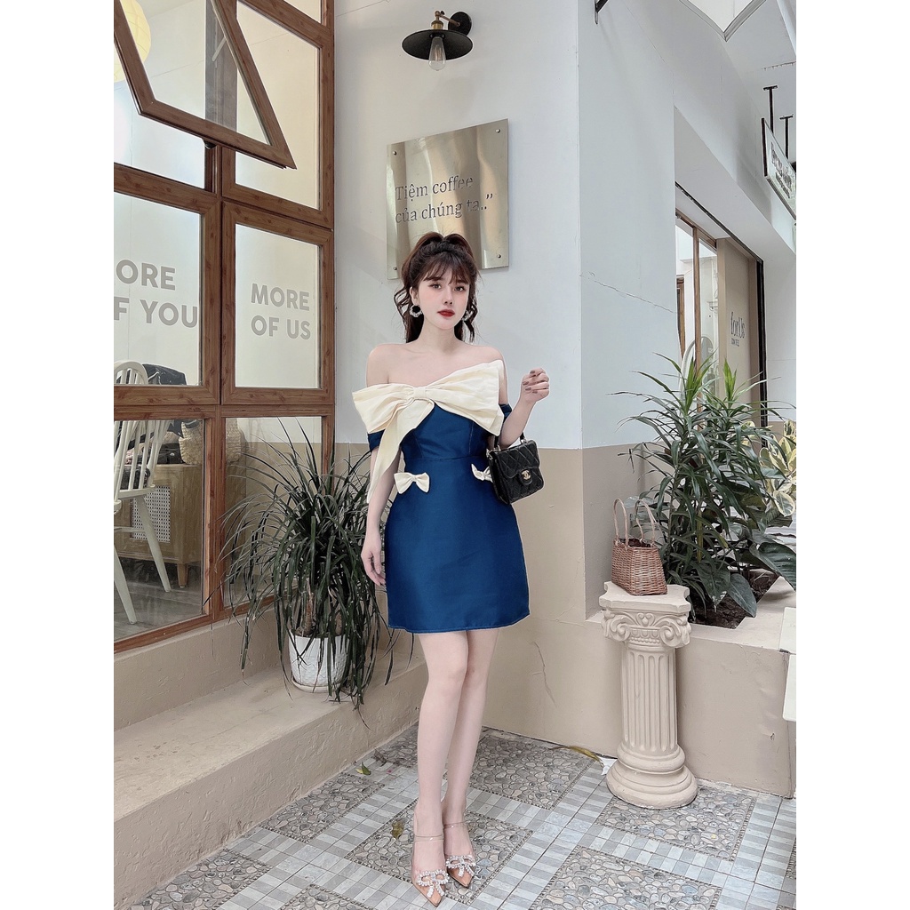 Váy tapta Cest Kamiseta thiết kế body trễ vai tiểu thư sang chảnh