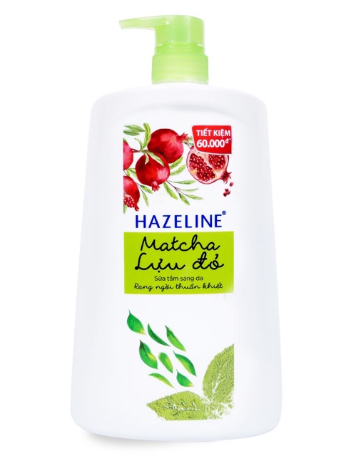 SỮA TẮM HAZELINE MATCHA LỰU ĐỎ DƯỠNG ẨM SÁNG 1.19L