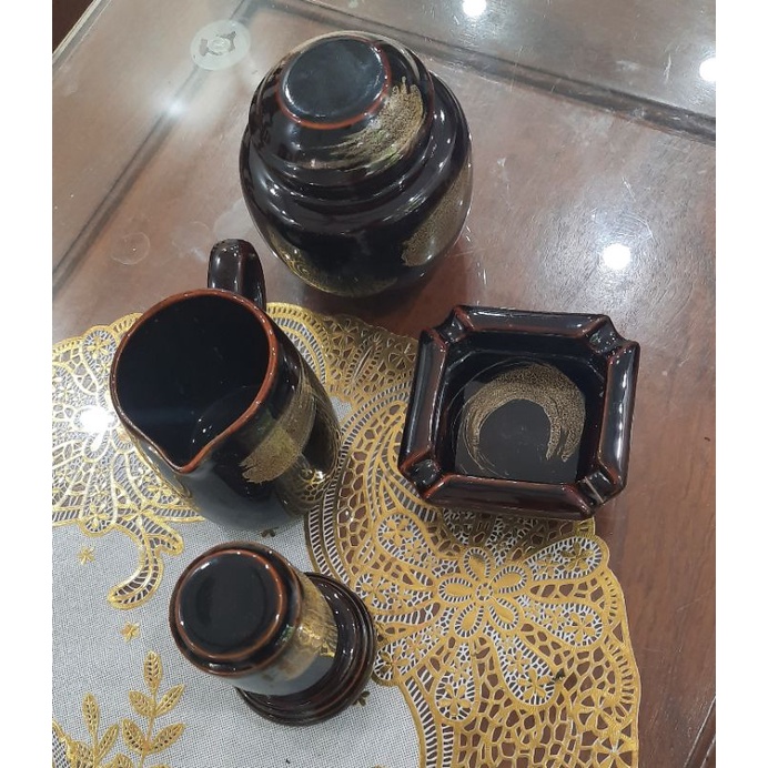 Bộ ấm chén men hỏa biến sứ Bát Tràng cao cấp.