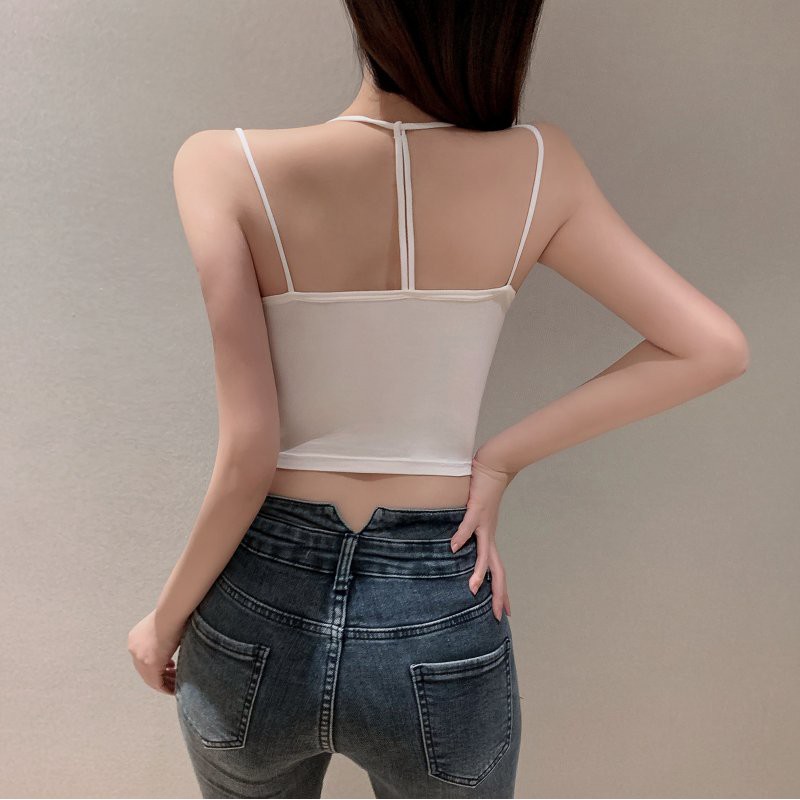 Áo Croptop Hai Dây Đan Dây Chéo Lưng Cao Thời Trang