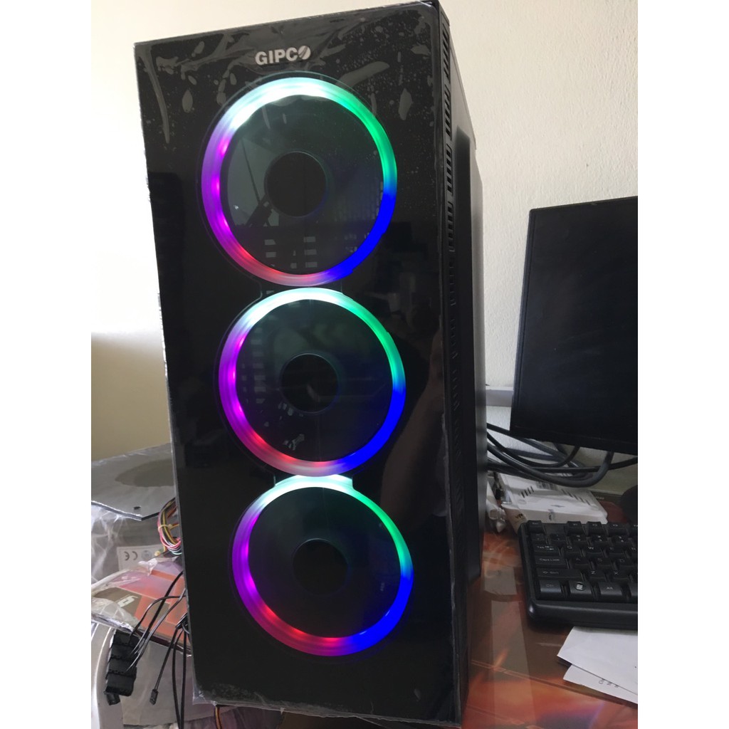 Vỏ Case GIPCO Gaming LED RGB 2 mặt kính cường lực