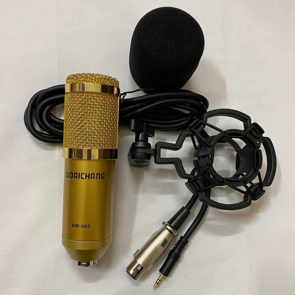 BỘ combo míc THU ÂM hát karaoke online micro  PC-K200 BÀN TRỘN ÂM THANH MIXER  F4 USB