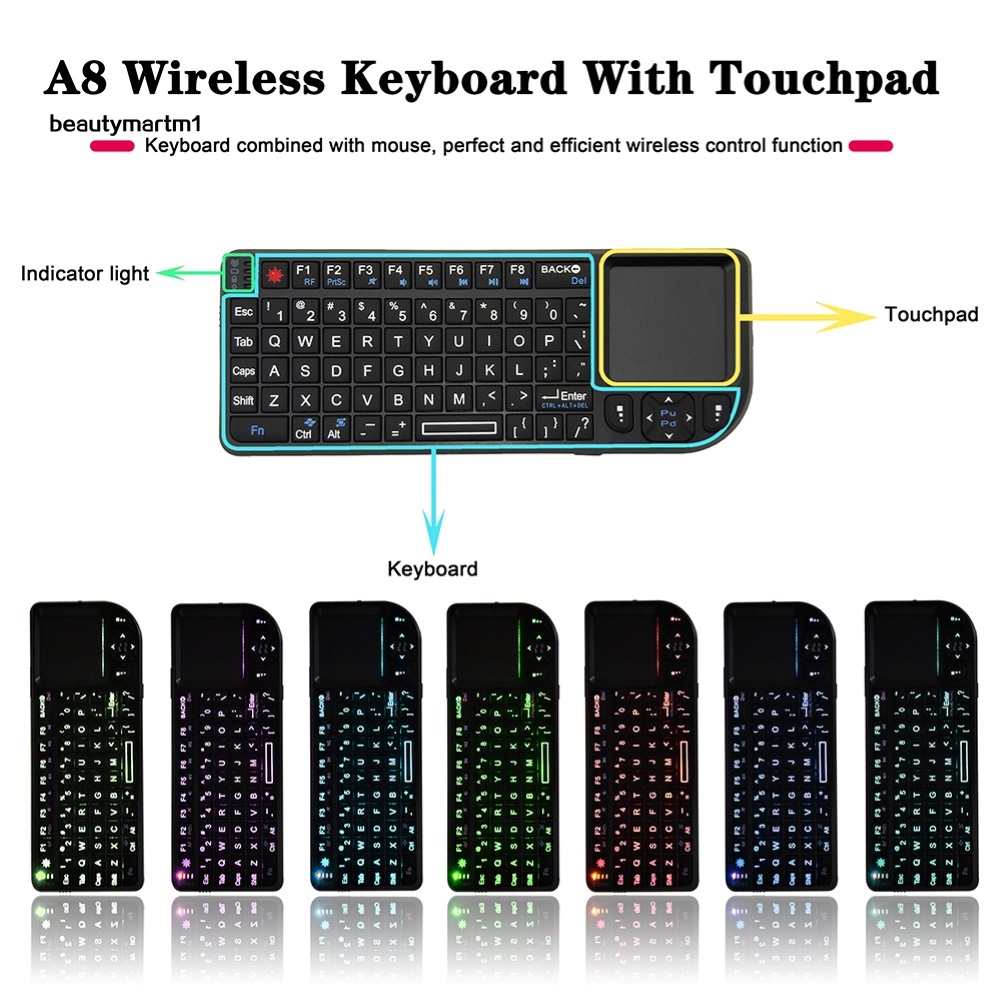 Bàn Phím Mini A8 2.4ghz Không Dây Tích Hợp Chuột Cảm Ứng Cho Tv Box
