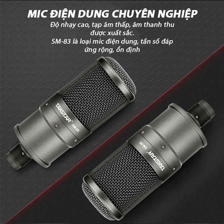 Micro Takstar SM-8B, Thu Âm Chuyên Nghiệp Tặng Dây Canon - Hát Live Stream, Nguồn Phantom 48v, Dây Đầy Đủ Theo Kèm