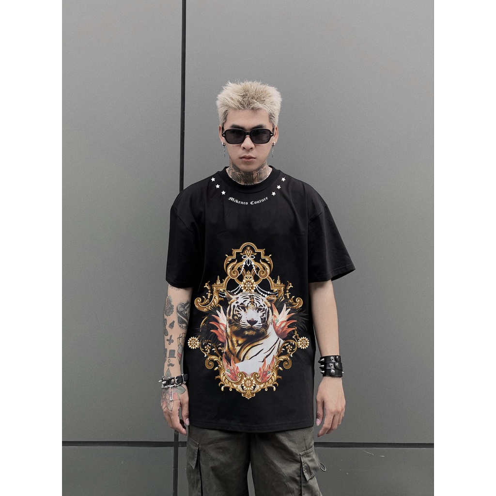Áo unisex nam nữ MIKENCO DAMAGE TIGER vải cao cấp form cực đẹp Black phong cách trẻ trung