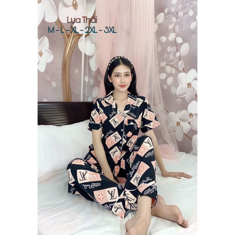 Bộ pijama lụa quần dài tay ngắn | BigBuy360 - bigbuy360.vn