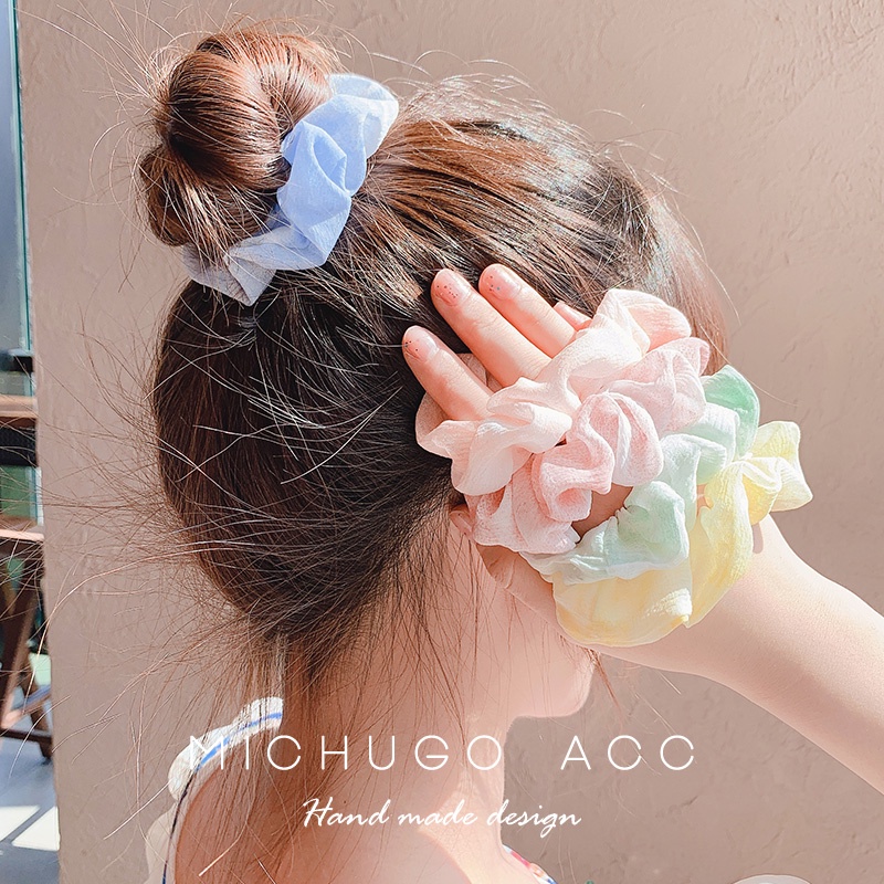 Dây Buộc Tóc Màu Trơn/Tím/Xanh Dương/Tím Phong Cách Hàn Quốc Thời Trang Xinh Xắn Cho Nữ