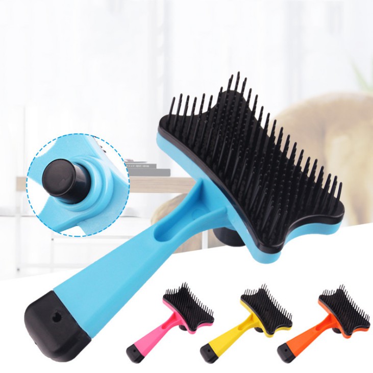 (BÁN SỈ) LƯỢC CHẢI LÔNG RỤNG CHÓ MÈO CÓ NÚT BẤM LẤY LÔNG  - LOVE PETS SHOP