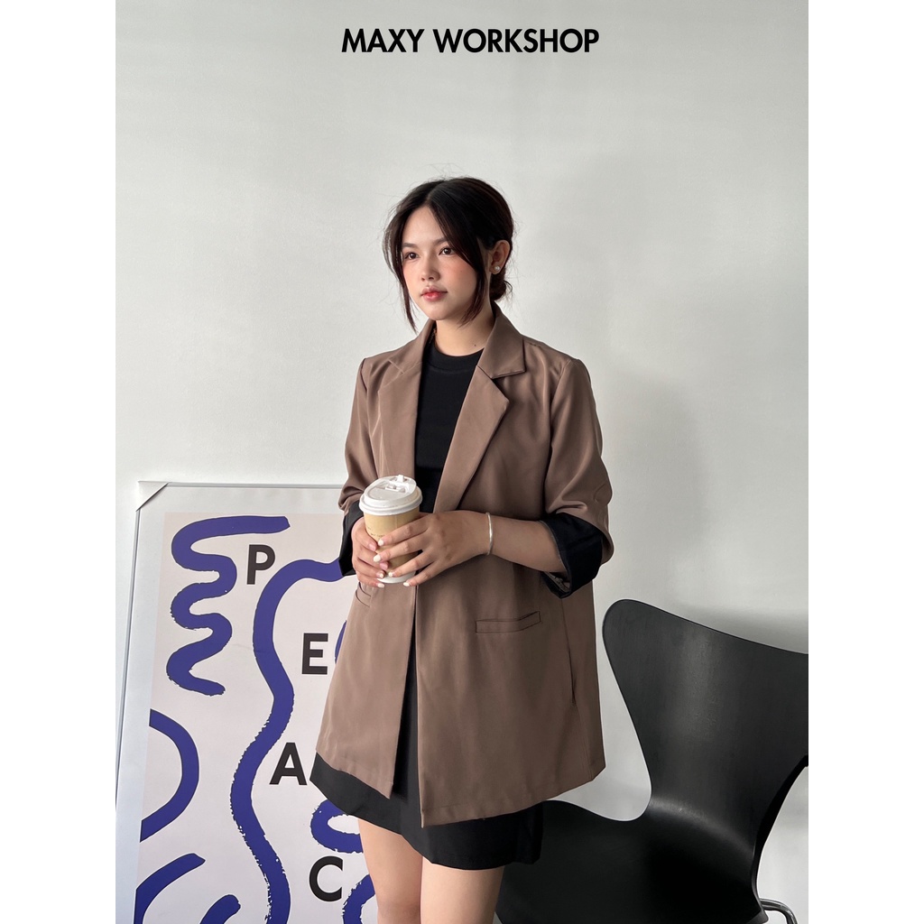 Áo khoác blazer phong cách Hàn Quốc Light Browny Blazer Maxy Workshop