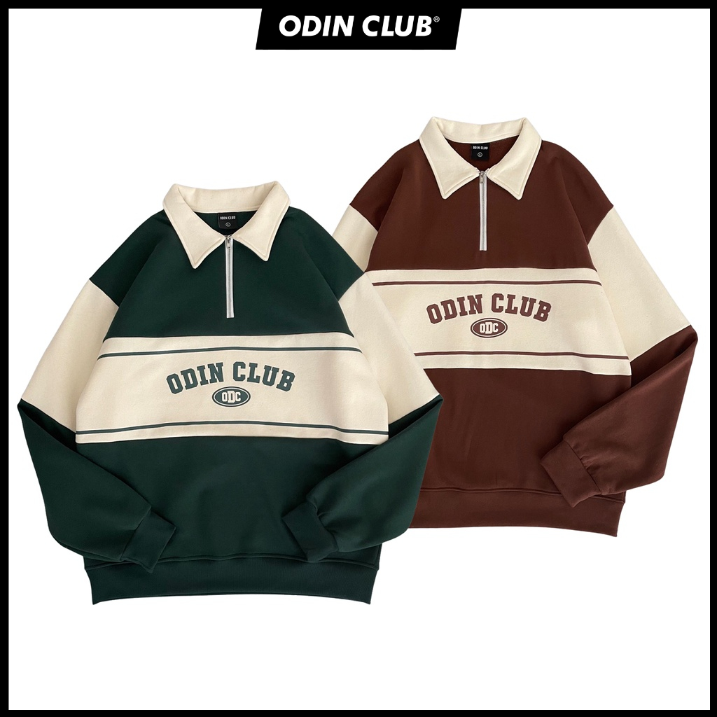 Áo sweater Polo oversize Odin Club ODC, Áo Sweater có cổ form rộng nam nữ ODIN, Local Brand ODIN CLUB