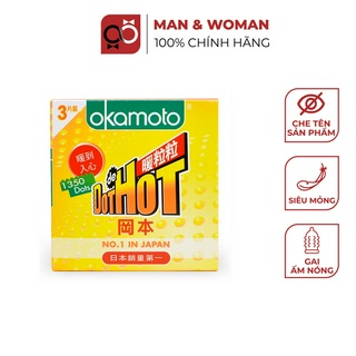 Bao cao su Okamoto Gai Nóng Truyền Nhiệt Nhanh Dot de Hot Hộp 3 Cái CON318