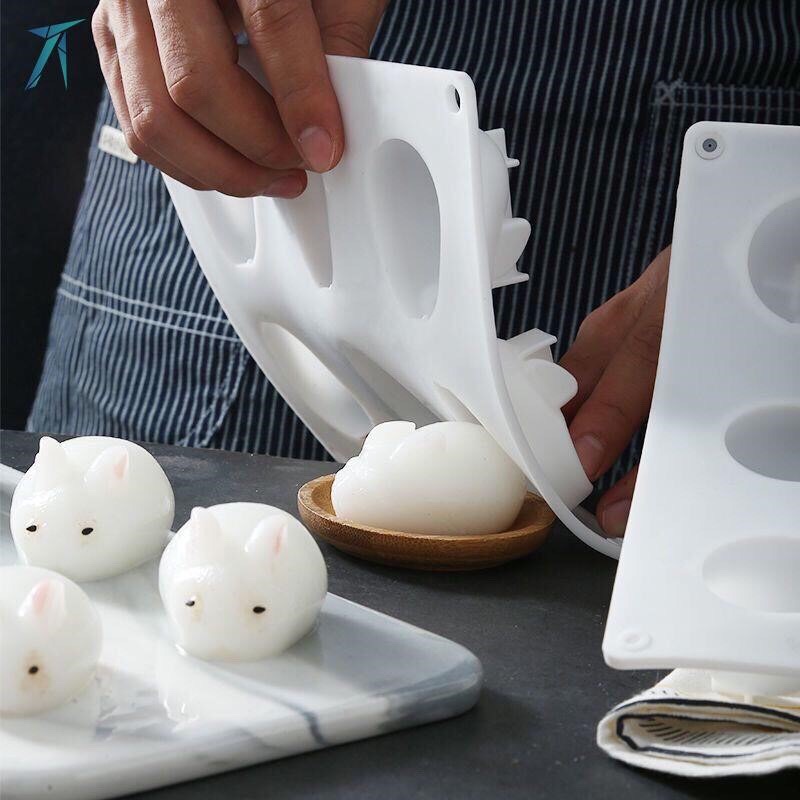 Khuôn silicon 3D set 8 miếng hình thỏ , phô mai , làm thạch , pudding , bánh cho bé