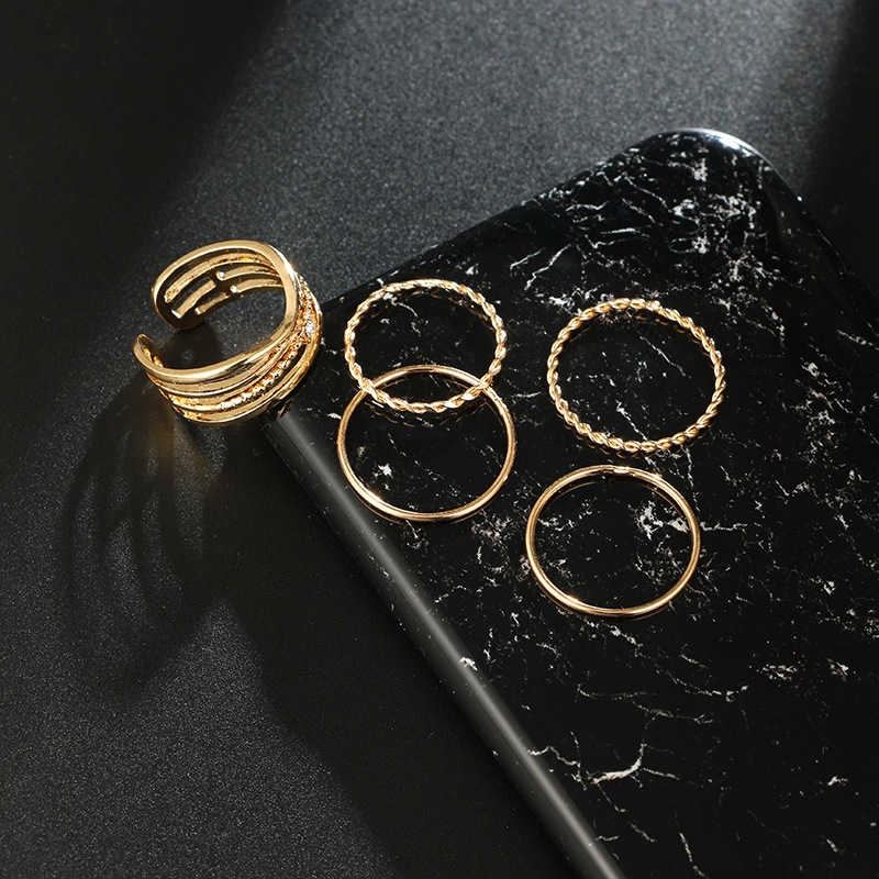 Bộ 5 nhẫn hợp kim đính kim cương đẹp mắt