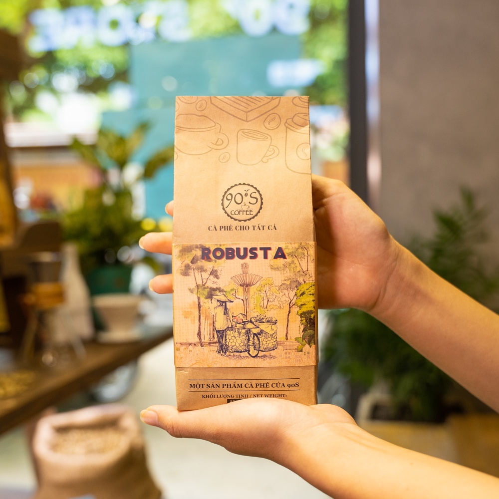 250Gr Cà Phê Robusta Rang Mộc Nguyên Chất Đắng Đậm Thơm Nồng Pha Máy & Pha Phin |100% Cà Phê Sạch| 90S Coffee Vietnam