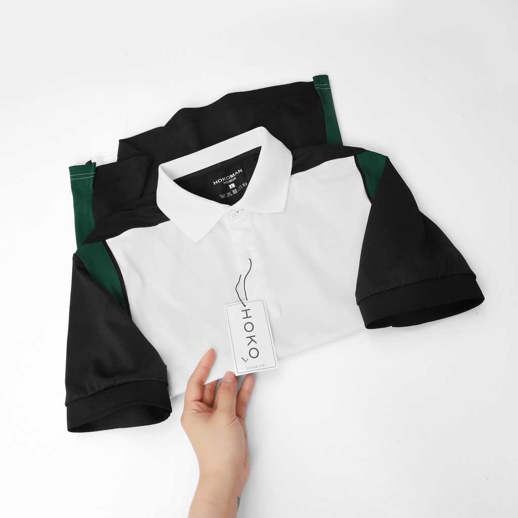 Áo polo nam cổ bẻ phối dọc xanh chất vải cá sấu Cotton xuất xịn,chuẩn form, sang trọng - thanh lịch TB040